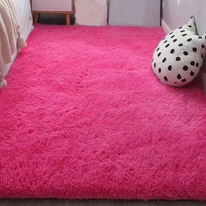 1入粉色地毯，家居室內裝飾用聚酯纖維蓬鬆地毯