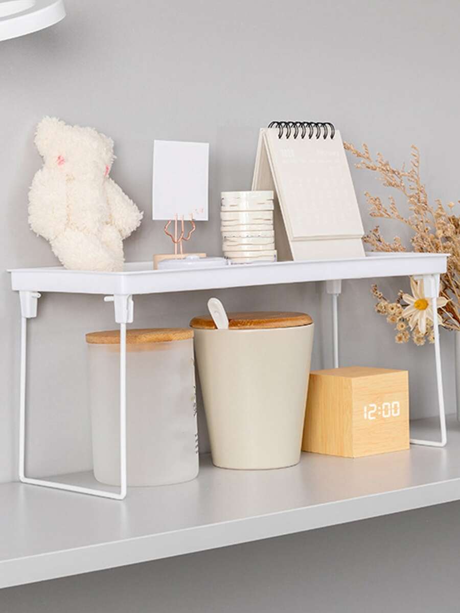1 Giá Đựng Đồ Có Thể Gập Lại, PP Trắng Tự Dính Bàn Sắp Xếp Giá Đỡ Cho Hộ Gia Đình - trắng - Xem 1