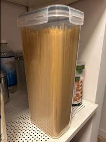 1 件 1800 毫升方形透明密封罐食品储存容器带贴纸，厨房谷物干果零食意大利面罐 - 彩色 - 查看 4