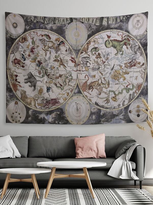 1pc Constellation Pattern Tapestry, Fabric Tapestries Poster Wall