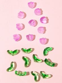 20 cái/bộ Thiết kế lá và hoa DIY Hạt thủy tinh - Màu tím - Xem 2