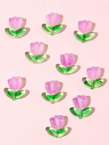 20 cái/bộ Thiết kế lá và hoa DIY Hạt thủy tinh - Màu tím - Xem 4