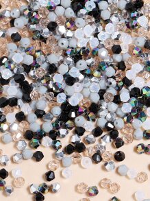 1入組隨機色玻璃釘珠適合女士DIY首飾製作 - 黑與白 - 查看 2