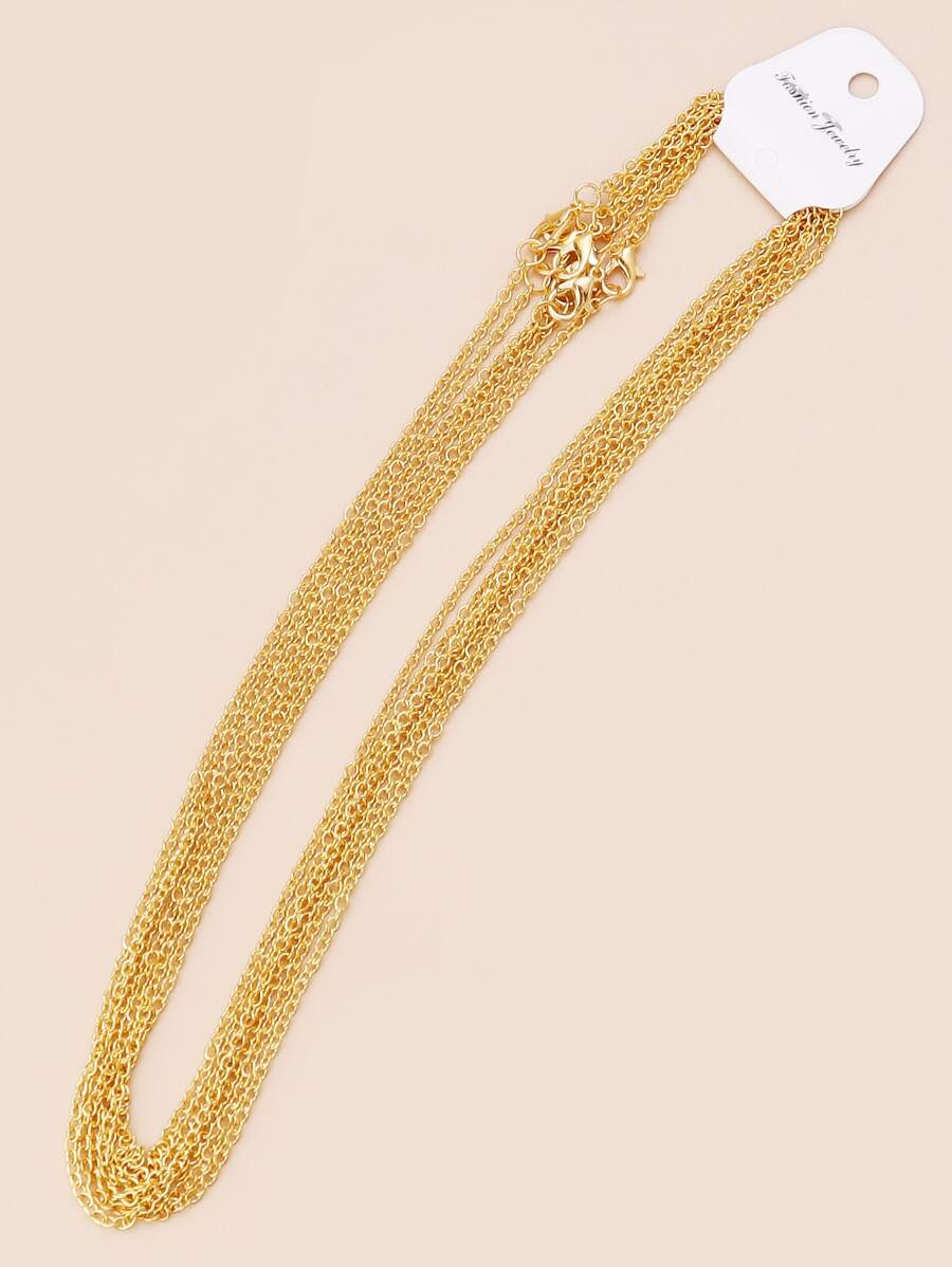 6 cái/bộ Dây chuyền mặt tròn thời trang dành cho nữ - Vàng - Xem 1