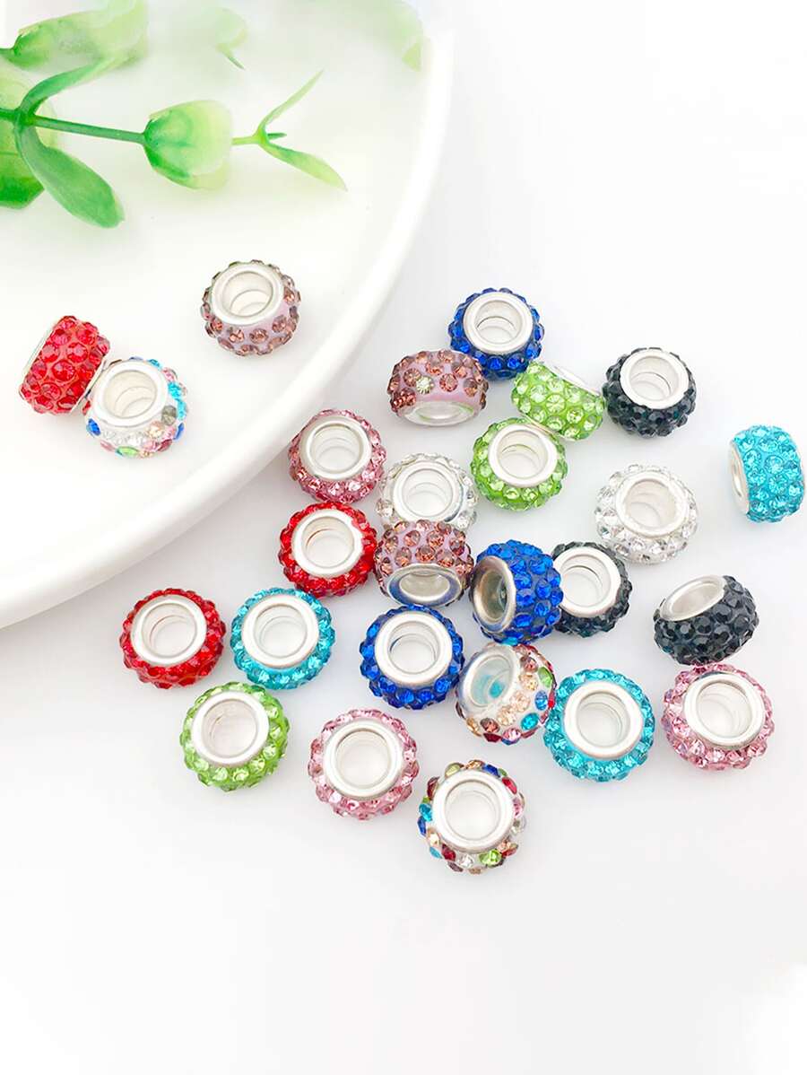 10 piezas/set con diseño de diamante de imitación cuenta - Verde - Ver 1