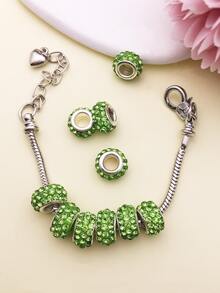 10 piezas/set con diseño de diamante de imitación cuenta - Verde - Ver 3