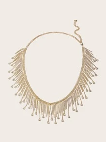 cái Phụ Nữ Rhinestone Tua Rua Trang Trí Sang Trọng Chain Belt - Vàng - Xem 2