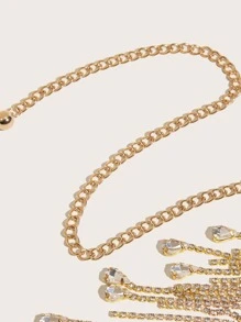 cái Phụ Nữ Rhinestone Tua Rua Trang Trí Sang Trọng Chain Belt - Vàng - Xem 4
