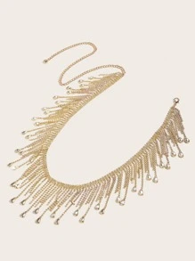 cái Phụ Nữ Rhinestone Tua Rua Trang Trí Sang Trọng Chain Belt - Vàng - Xem 5