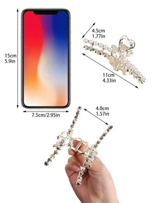 1入組女士人造珍珠裝飾優雅大爪夾