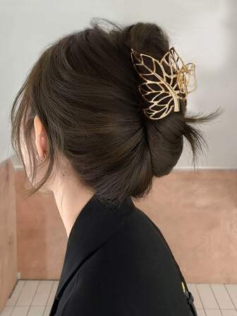 1 szt. średniej wielkości metalowa spinka do włosów w kształcie liścia, z kolorowym wzorem liści, praktyczna spinka do kucyka, spinki do włosów, spinka do włosów, spinki do włosów, spinka do włosów, akcesoria do szkoły, akcesoria do włosów na jesień i zimę dla kobiet, stroje wakacyjne, kobieta