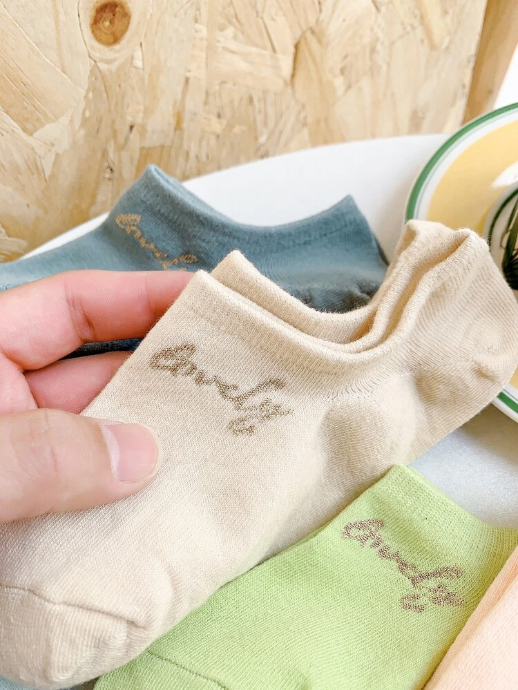 Frauen 10 Paar Knöchelsocken mit Buchstaben Grafik, lässig - Verschiedenfarbig - Übersicht 2