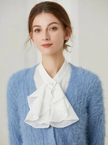 1入組女式荷葉邊飾優雅圓領用於服飾裝飾 - 白色 - 查看 5