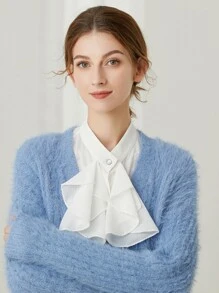 1入組女式荷葉邊飾優雅圓領用於服飾裝飾 - 白色 - 查看 6