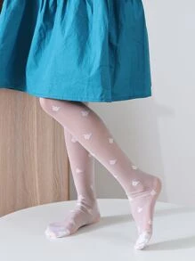 1雙小女童花朵圖案休閒褲襪 - 白色 - 查看 2