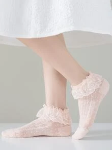 2 đôi Vớ đến mắt cá chân phong cách ngọt ngào cho bé gái mới tập đi - Nhiều màu - Xem 2