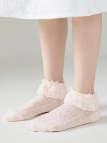 2 đôi Vớ đến mắt cá chân phong cách ngọt ngào cho bé gái mới tập đi - Nhiều màu - Xem 3