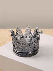 1pc Crown Design Candle Holder, Creative Candle Stand For Home Decor - Black - View 1