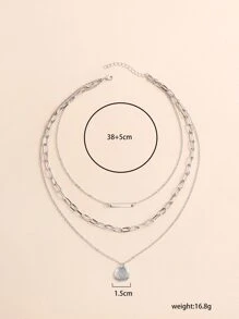 1 chiếc vòng cổ sang trọng tối giản nhiều lớp bằng hợp kim màu vàng dành cho nữ - Bạc - Xem 5