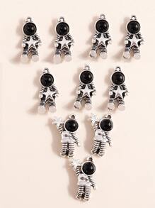 10 cái/bộ Mặt dây chuyền tự làm phi hành gia ngẫu nhiên - Bạc - Xem 1