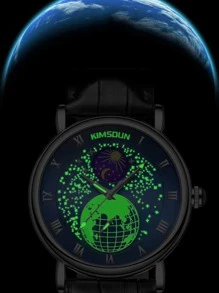 Men Galaxy Print Dial Mechanical Watch - Black - View 2