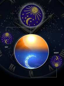 Men Galaxy Print Dial Mechanical Watch - Black - View 5