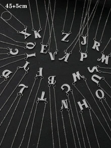 1pc Elegant And Luxurious Fully Inlaid Cubic Zirconia English Alphabet Letter Pendant Necklace For Women's Daily Wear - Silver - View 3
