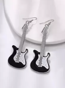 Pendientes largos instrumento musical - Negro - Ver 2