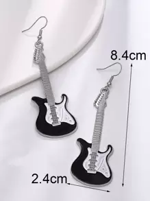 Pendientes largos instrumento musical - Negro - Ver 3