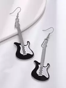 Pendientes largos instrumento musical - Negro - Ver 4