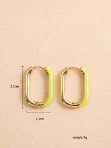 1pair Colorful Iridescent Geometric Design Ear Clip Earrings - Green - View 5