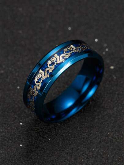 Fashionable and Popular Men Chinese Dragon Detail Ring Stainless Steel for Jewelry Gift and for a Stylish Look