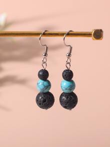 Stone Drop Earrings - Multicolor - View 1