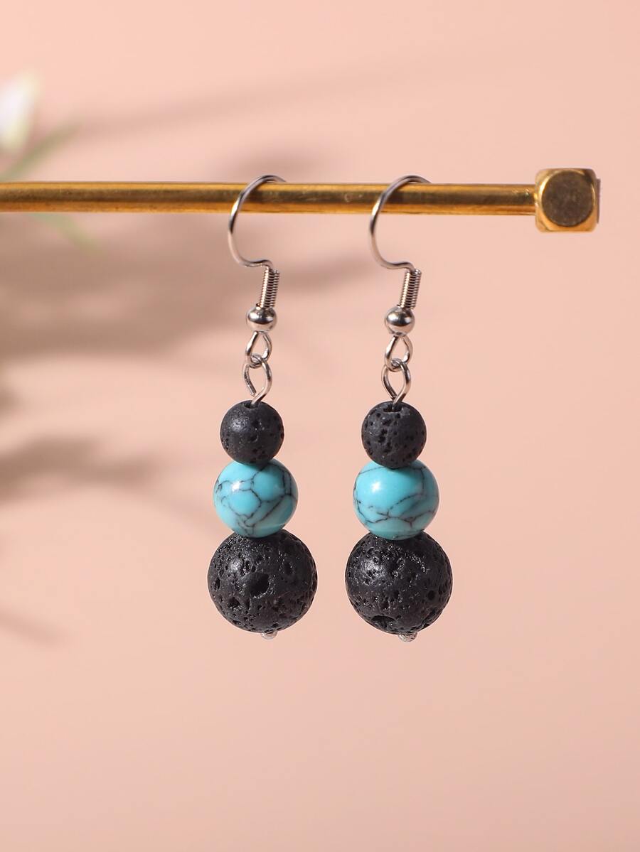 Stone Drop Earrings - Multicolor - View 1