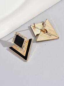 Pendientes largos geométricos con diseño de diamante de imitación - Multicolor - Ver 4