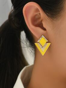 Rhinestone Decor Geometric Stud Earrings - Multicolor - View 1