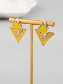 Rhinestone Decor Geometric Stud Earrings - Multicolor - View 2
