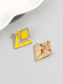 Rhinestone Decor Geometric Stud Earrings - Multicolor - View 4