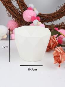 1 hộp đựng cây bằng nhựa, chậu cây thiết kế hình học sáng tạo cho trong nhà & ngoài trời - trắng - Xem 3