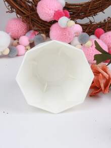 1 hộp đựng cây bằng nhựa, chậu cây thiết kế hình học sáng tạo cho trong nhà & ngoài trời - trắng - Xem 4