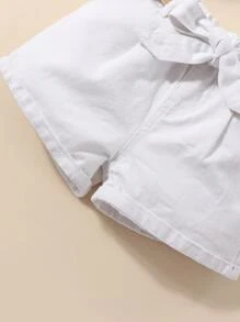 小女童反摺褲腳腰帶牛仔短褲