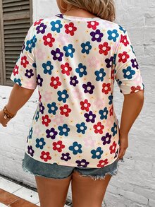 SHEIN LUNE Camiseta con estampado floral - Multicolor - Ver 4
