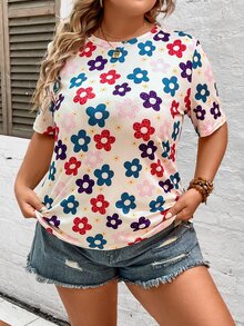 SHEIN LUNE Camiseta con estampado floral - Multicolor - Ver 5
