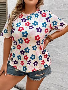 SHEIN LUNE Camiseta con estampado floral - Multicolor - Ver 7