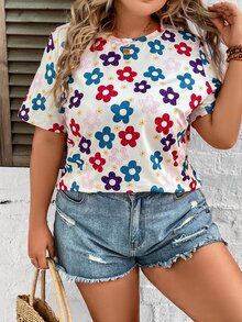 SHEIN LUNE Camiseta con estampado floral - Multicolor - Ver 2