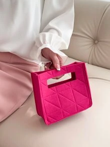 Felt Rhombus Mini Liner Bag - Hot Pink - View 2