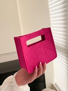 Felt Rhombus Mini Liner Bag - Hot Pink - View 1