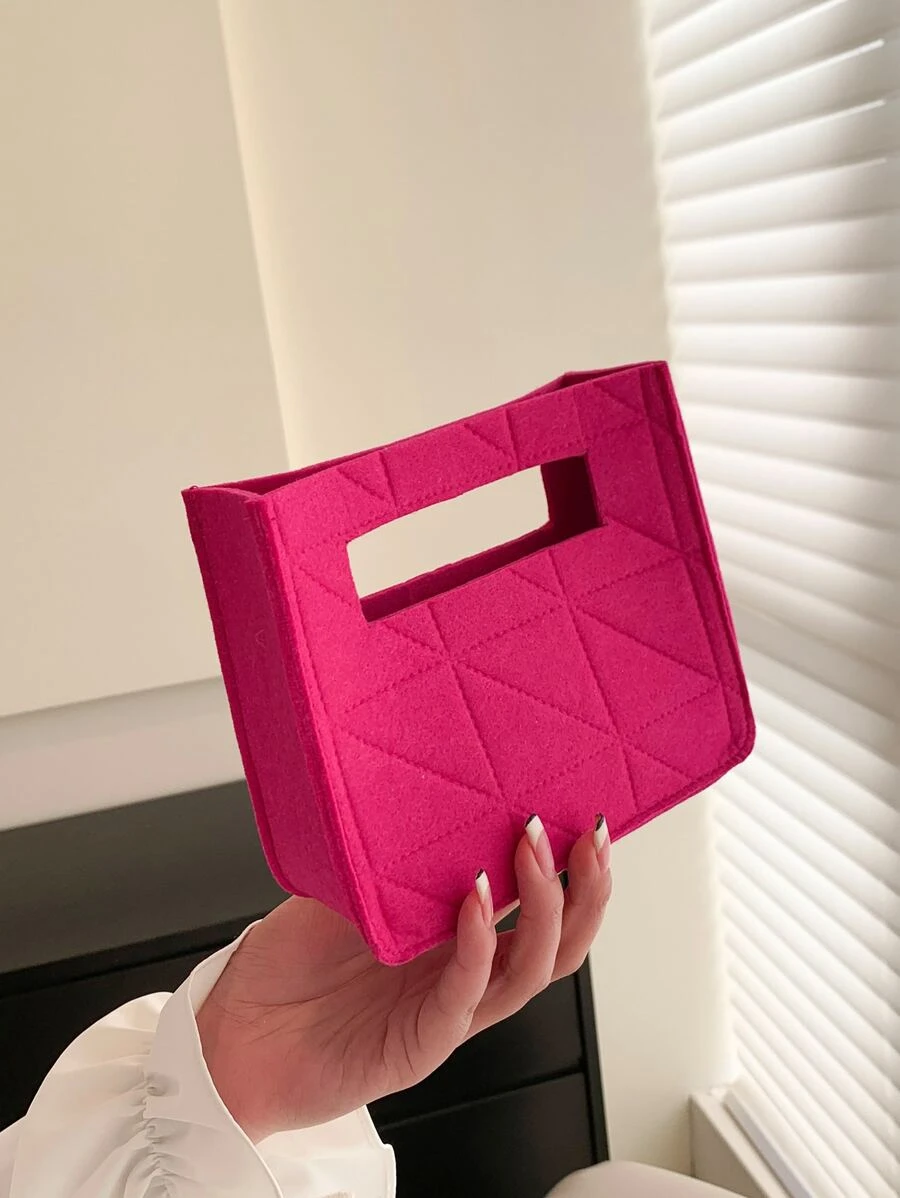 Felt Rhombus Mini Liner Bag - Hot Pink - View 1
