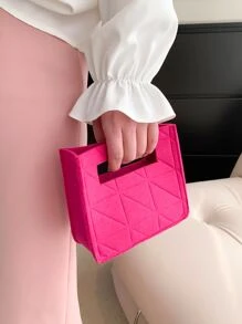 Felt Rhombus Mini Liner Bag - Hot Pink - View 3