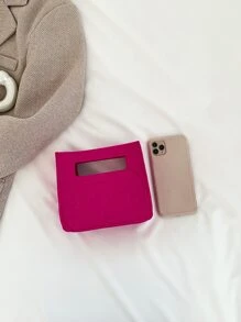 Felt Rhombus Mini Liner Bag - Hot Pink - View 6